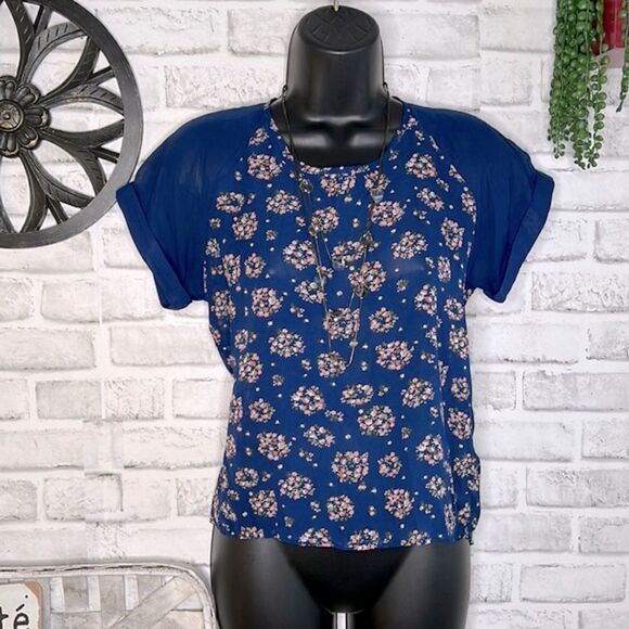 dELia’s Vintage Y2K Sheer Floral Zip Top Shirt Blouse Boho Hippie Size Small - Picture 2 of 7